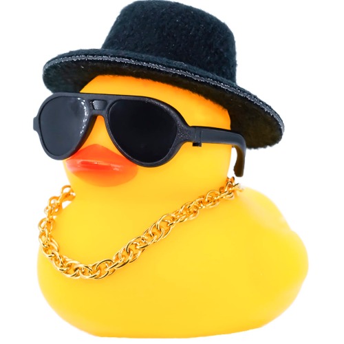 MuMyer Rubber Duck Car Ornaments Duck Car Dashboard Decorations for Car Dashboard Decoration Accessories with Mini Hat Swim Ring Necklace and Sunglasses - A-black Top Hat