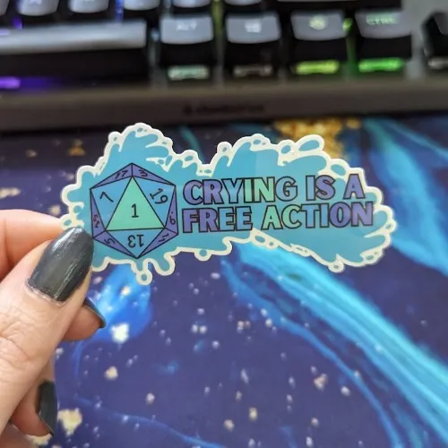 Crying is a Free Action Sticker