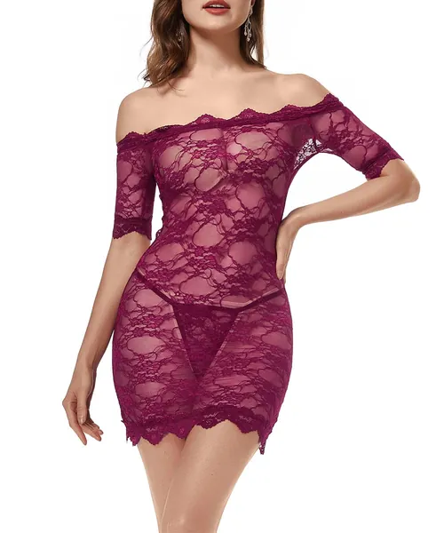 Floral Lace See Through Nightgown