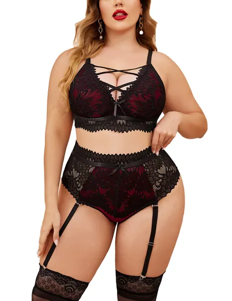 2 Pieces Underwire Mesh Bra High Waisted Panty