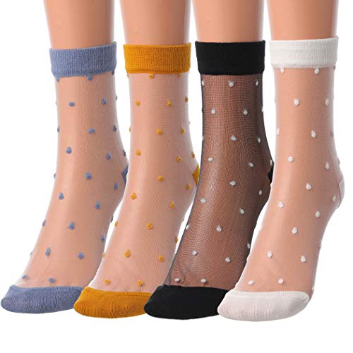 Campsis Women Sheer Sock Elastic See Through Socks - 6-9 - Colorful