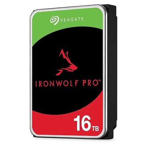 Seagate IronWolf Pro, 16 TB, NAS Internal Hard Drive, CMR 3.5 Inch, SATA 6 Gb/s 7,200 RPM, 256 MB Cache, for RAID Network Attached Storage, 3 years Rescue Services, FFP (‎ST16000NE000) - IronWolf Pro - 16TB