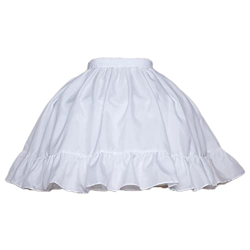 YULUOSHA Women Girls Crinoline Short Petticoat 2 Hoops Victorian Skirt Ball Gown Elastic Waist Underwear Half Slip Underskirt - One Size - White