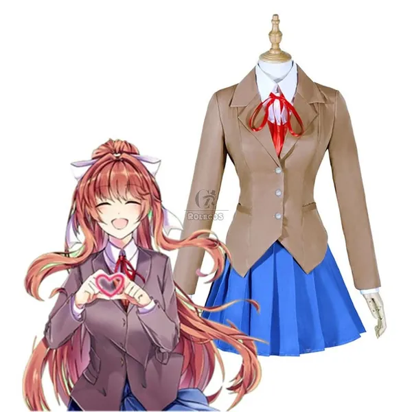 Buy DDLC! Monika Game Uniform Dress Gameplay DDLC Cosplay Costumes for Sale - RoleCosplay.com