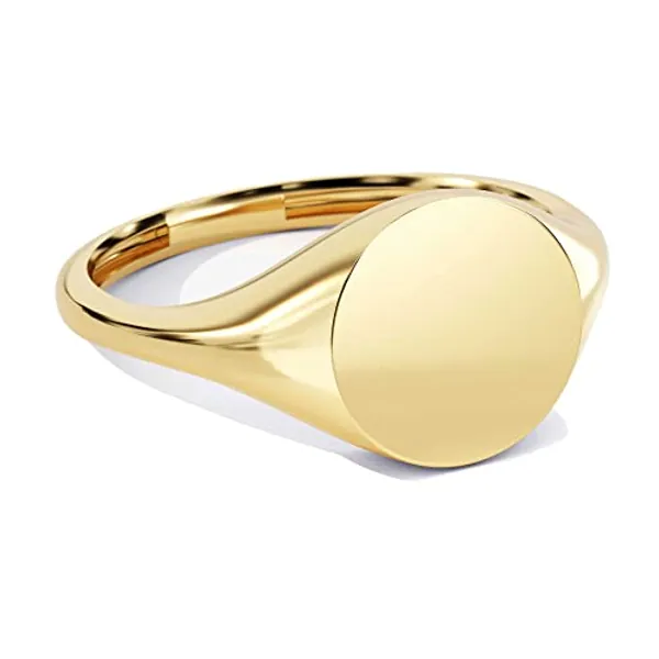 Eternate 14k Yellow Gold Engraved Signet Ring for Women and Men
