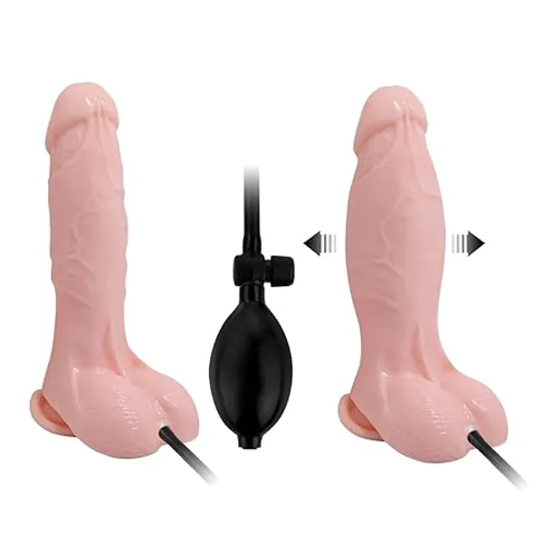 Relistic Inflatable Dildo with Powerful Suction Cup, 7.4 Inch Anal Balloon Pump G-Spot Dildos Women Adult Sex Toys