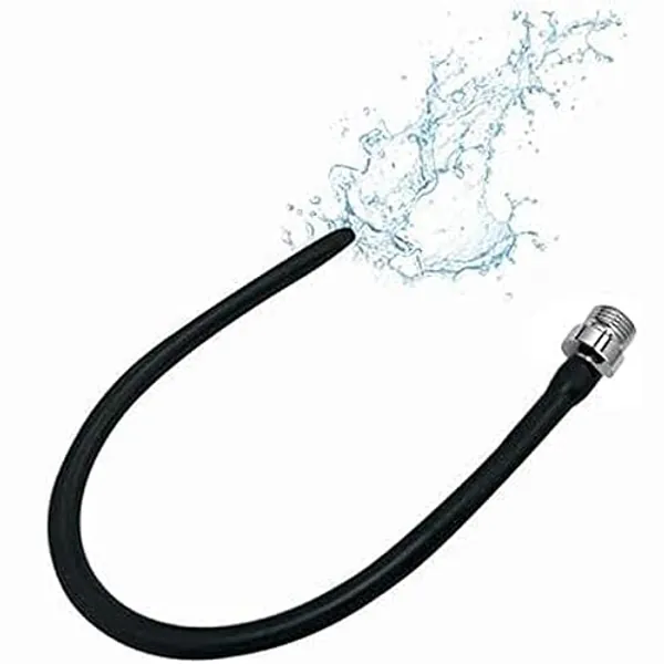 Silicone Nozzle Enema Attachment Reusable Douche Black Hose Nozzle (20 in) - 1 Count (Pack of 1)