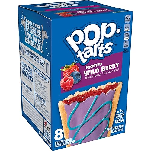 Pop-Tarts Toaster Pastries, Frosted Wild Berry 13.5oz (12 Count) - Frosted Wild Berry - 1.69 Ounce (Pack of 96)