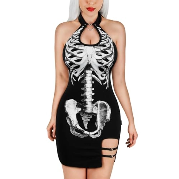 PrettyInCuffs Women Cotton Overall Vampy Collared Bodycon Mini Dress Skirt