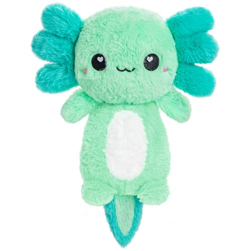 Axolotl Microwavable Unscented Heating Pad For Women And Kids- Cute Soft Cozy Pillow Plush Heatable Warm Stuffed Animals - Kawaii Hot And Cold Plushie Food Toy - Axolotl Gifts For Girls And Boys - Mint