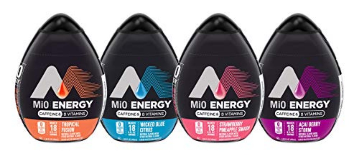 Mio Energy Water Enhancement 4 Flavor Variety Pack, Strawberry Pineapple Smash, Tropical Fusion, Acai Berry Storm and Wicked Blue Citrus, (Pack of 4).