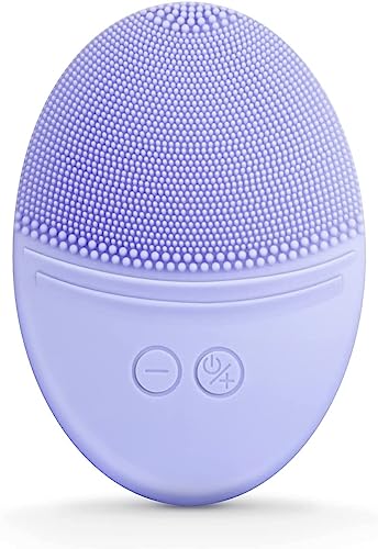 EZBASICS Facial Cleansing Brush Made with Ultra Hygienic Soft Silicone, Waterproof Sonic Vibrating Face Brush for Deep Cleansing, Gentle Exfoliating and Massaging, Inductive Charging (Violet) - Violet