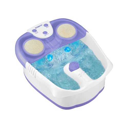 Conair Waterfall Pedicure Foot Spa Bath with Blue LED Lights, Massaging Bubbles and Massage Rollers, Purple/White - Purple - 1 Count (Pack of 1)