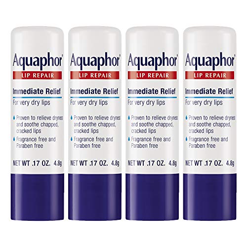 Aquaphor Lip Repair Stick - Soothes Dry Chapped Lips - 0.17 Ounce (Pack of 4) - 0.17 Ounce (Pack of 4)
