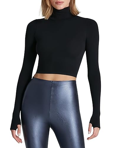 commando Women's Ballet Body Turtleneck Crop Top Black