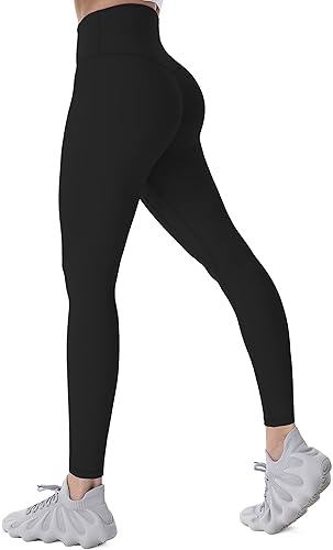 Sunzel Womens Workout Leggings with High Waist Tummy Control - 28" Inseam - Large - 28" Inseam (Black)