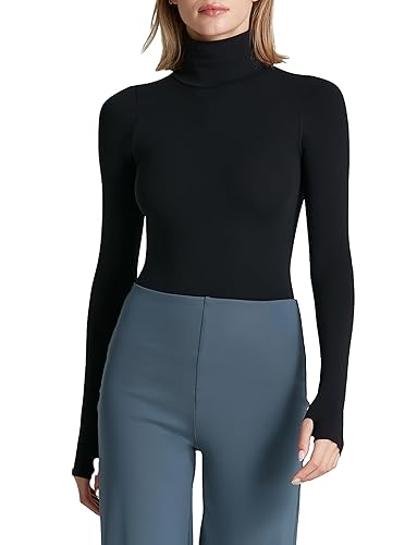 commando Women's Ballet Body Turtleneck Long Sleeve Top Black