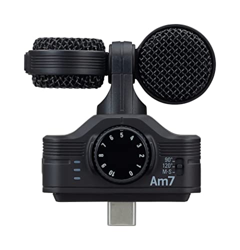 Zoom Am7 Stereo Microphone for Android, Mid-Side Stereo, Rotatable Capsule for Alignment with Camera, for Recording Audio for Music, Videos, Interviews, and More