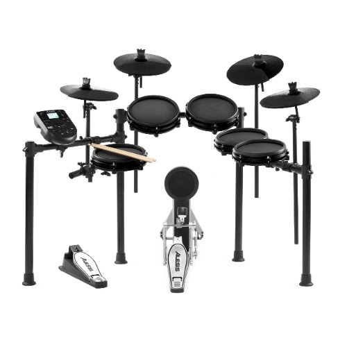 Alesis Drums Nitro Mesh Kit Bundle - Ten Piece Mesh Electric Drum Set With 385 Electronic Drum Kit Sounds and Solid Aluminum Rack - w/ Expansion Pack