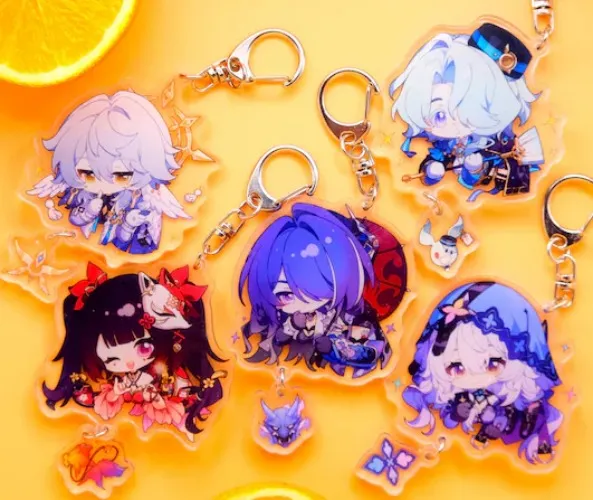 Honkai: Star Rail Character Keychains With Small Charm - Clear Acrylic - Ultra High Quality