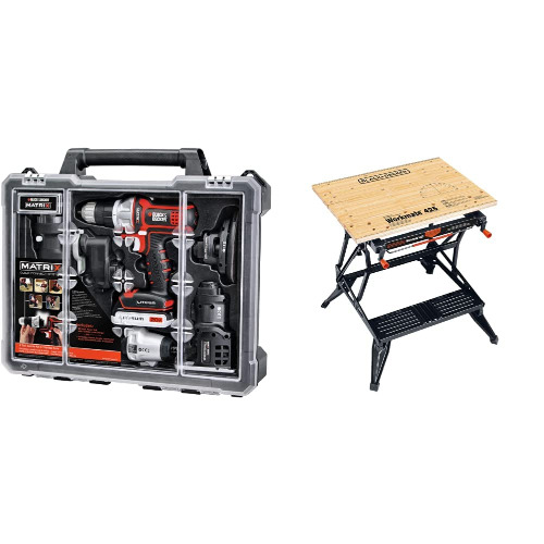 BLACK+DECKER BDCDMT1206KITC Matrix 6 Tool Combo Kit with Case with BLACK+DECKER WM425-A Portable Project Center and Vise - w/ Portable Project