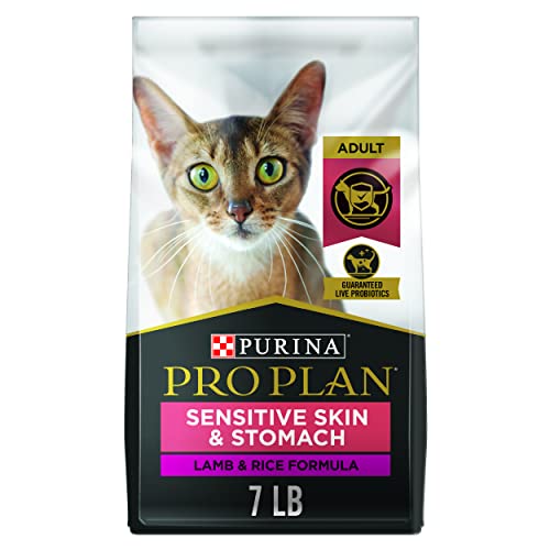 Purina Pro Plan Sensitive Skin and Stomach Cat Food, Lamb and Rice Formula - 7 lb. Bag - Dry Cat Lamb & Rice 16 lb. Bag