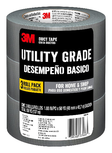 3M Utility Duct Tape 1950-3PK 1.88 in x 50 yd (48mm x 45.72m), 3 Rolls/Pack - 30 yards 3 rolls