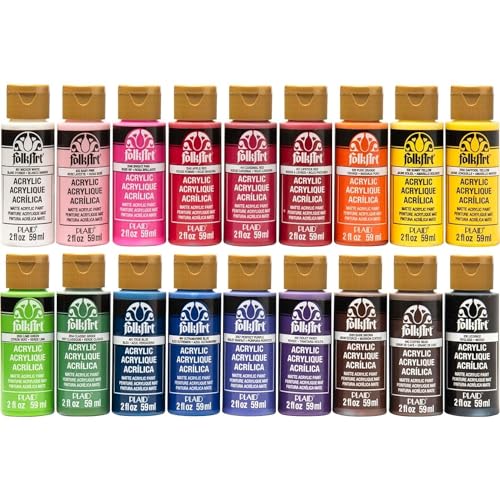 FolkArt Acrylic Paint Set (2-Ounce), PROMOFAI Colors I (18 Colors) - #1 Best Selling Colors - Paints