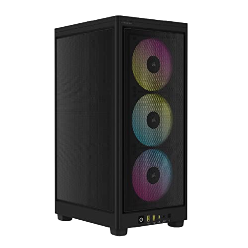 Corsair iCUE 2000D RGB AIRFLOW Boîtier PC Mini-ITX - Forme Mini-ITX - Panneaux en Acier Maillé - 3x Ventilateurs SLIM AF120 RGB Inclus - Contrôleur iCUE Lighting Node CORE - Noir - RGB Airflow - Noir
