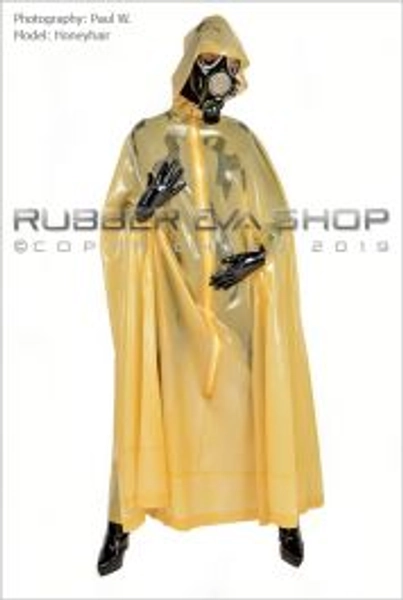 Hooded Long Flared Latex Cape