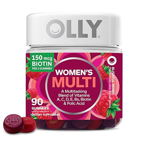 OLLY Women's Multivitamin Gummy, Vitamins A, D, C, E, Biotin, Folic Acid, Adult Chewable Vitamin, Berry Flavor, 45 Day Supply - 90 Count (Packaging May Vary) - Berry - 90 Count (Pack of 1)