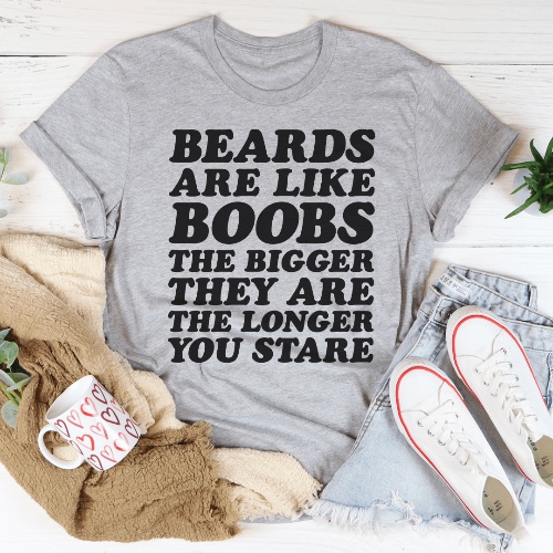 Beards Are Like Boobs Tee - Athletic Heather / XL
