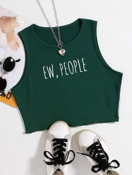 Letter Print Sleeveless Top