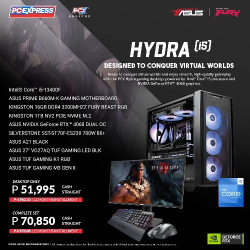 PCX GFH HYDRA i5 GeForce RTX™ 4060 Dual OC Gaming Desktop Package - Powered By ASUS | Full PC Package