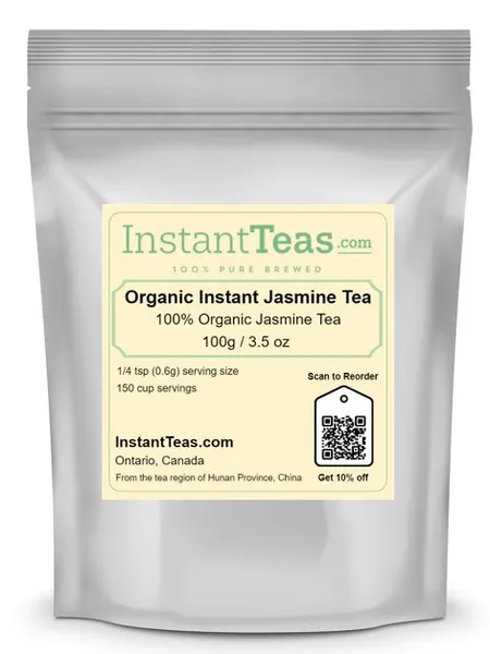 Premium Organic Instant Jasmine Tea - Sweet floral notes with a smooth green tea base by InstantTeas.com - 100g / 3.5oz