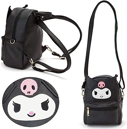 ALORVE Anime Cute Cartoon Bag Cosplay Shoulder Bag Backpack Handbag PU Schoolbags for Kids Girls Fans(BLACK) - Black