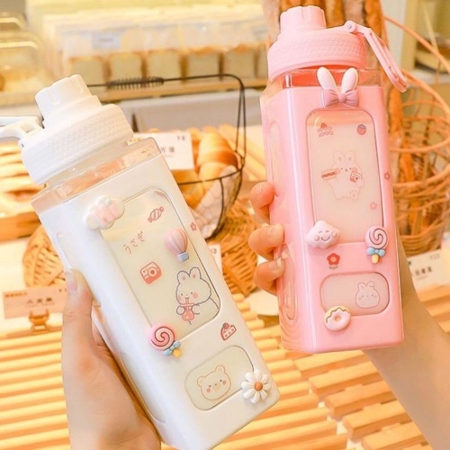 Candy Bun Water Bottles - 900ml / Pink Sticker Collage