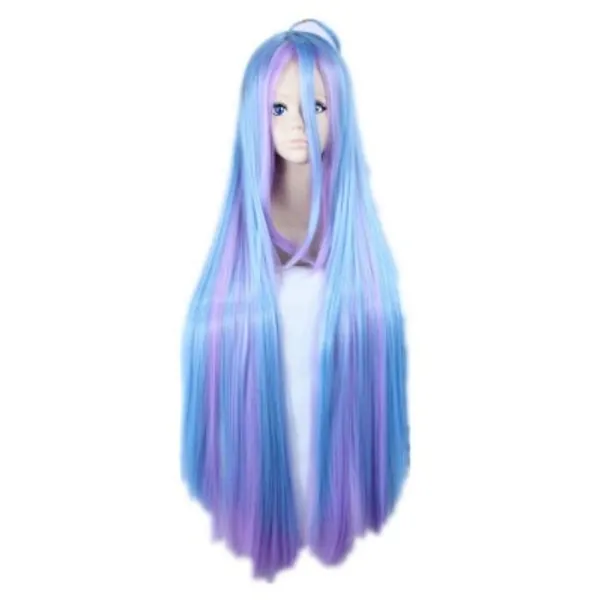 NiceLisa Blue Light Purple Mixed Long Straight Wig