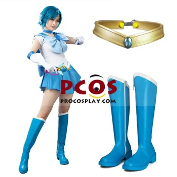 Sailor Moon Sailor Mercury Mizuno Ami Cosplay Costume + Wig
