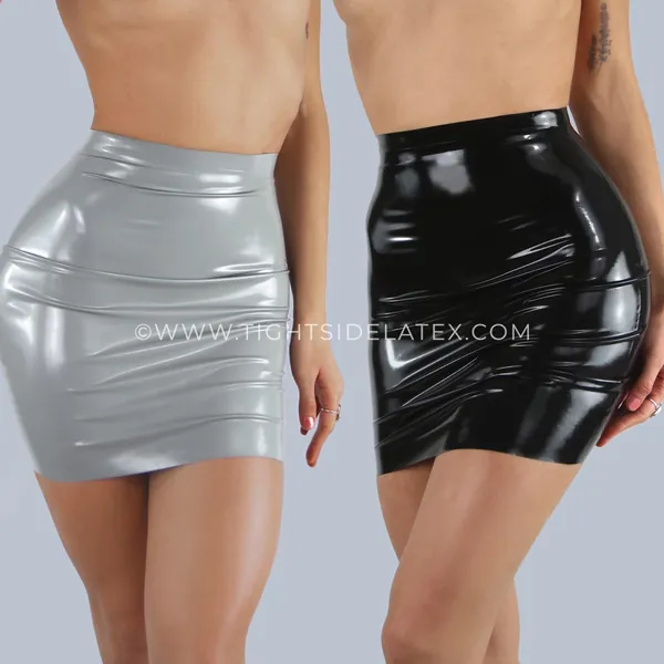 Cobalt/Purple Latex Reversible Mini Pencil Skirt
