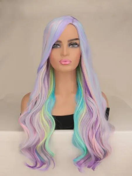 Multi-color Long Curly Synthetic Wig