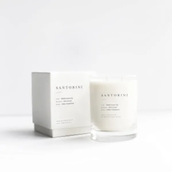 Brooklyn Candle Studio Santorini Escapist Candle | Vegan Soy Wax Luxury Scented Candle, Hand Poured in The USA, 70 Hour Slow Burn Time (13 oz)