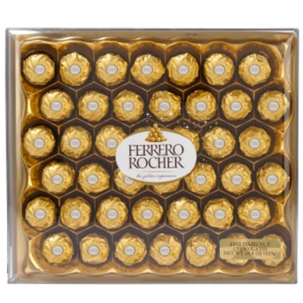 Ferrero Rocher Fine Hazelnut Milk Chocolate, Perfect Valentine's Day Gift, 42 Count, Chocolate Valentine's Day Candy Gift Box, 18.5 oz