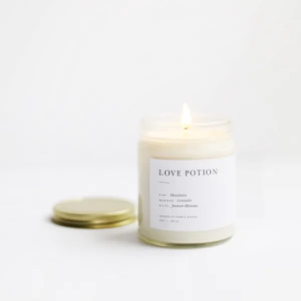 Brooklyn Candle Studio Love Potion Minimalist Candle | Vegan Soy Wax Luxury Scented Candle, Hand Poured in The USA, 50 Hour Slow Burn Time (7.5 oz)