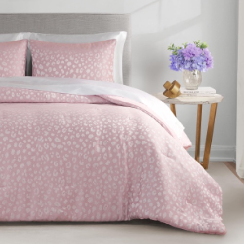 Juicy Couture Pink Sparkle Cheetah Jacquard Queen/Full Comforter Set - 3 Piece Luxury Bedding Ensemble - Full/Queen $135.68