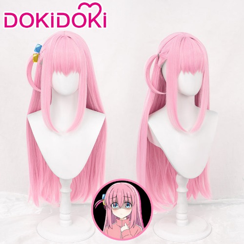 DokiDoki Anime Bocchi the Rock! Cosplay Hitori Gotoh Cosplay Wig / Headwear Pink Straight | Long Ver-PRESALE