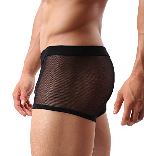 Mens Sexy Underwear Mesh Boxer Briefs See Through 