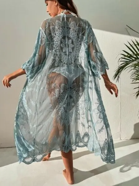 Embroidery Sheer Kimono