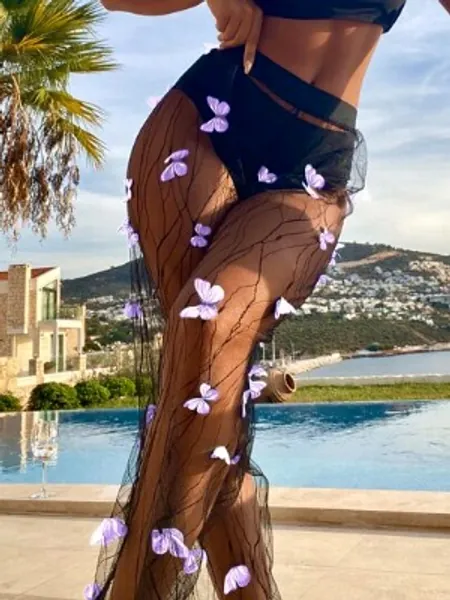 Appliques Mesh Cover Up