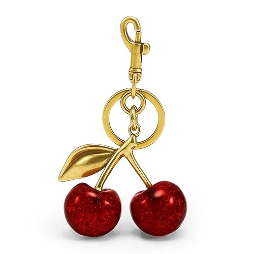 FASTFAIRY Keychain Cherry Bag Charms Purse: Key Chains Women Cute - Car keyrings leather handbags - Valentines Day Gifts - Red